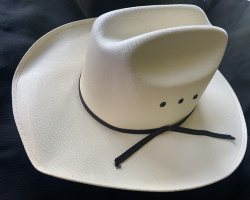 Girl or Boy Cowboy Hat Natural Straw Colored With Elastic Band Size S