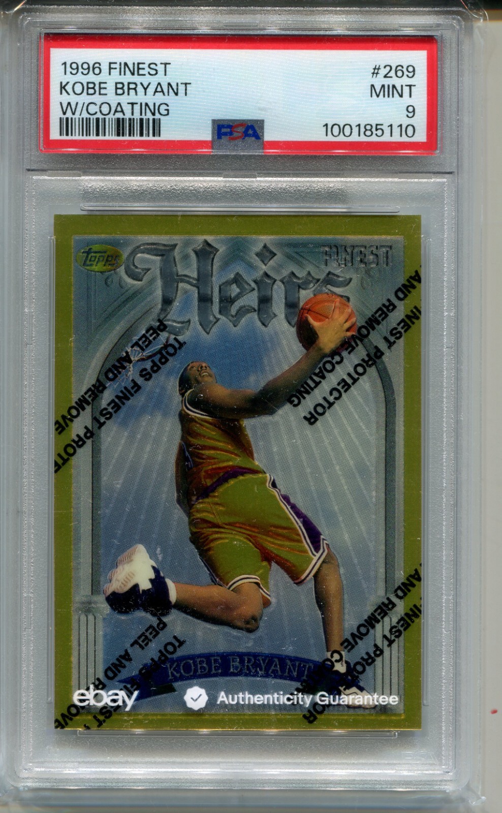 1996 Finest Gold w Coating Kobe Bryant Rookie Card PSA 9 Mint Basketball #269