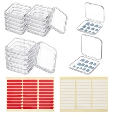 1bag 20pc Transparent Plastic Nail Art Tool Storage box with 2 Sheet Double Side