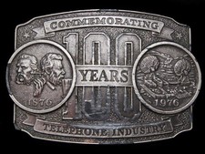 LF01141 VINTAGE 1976 COMMEMORATING  100 YEARS TELEPHONE INDUSTRY  BELT BUCKLE