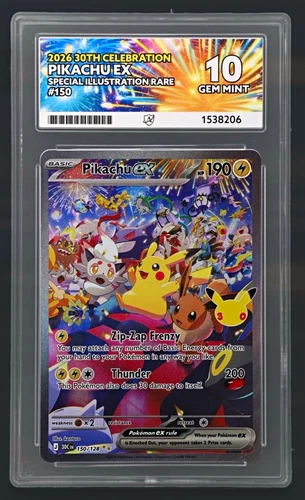 Pikachu ex 150/128 2026 30th Celebration SIR ACE 10 PERFECT SUBGRADES