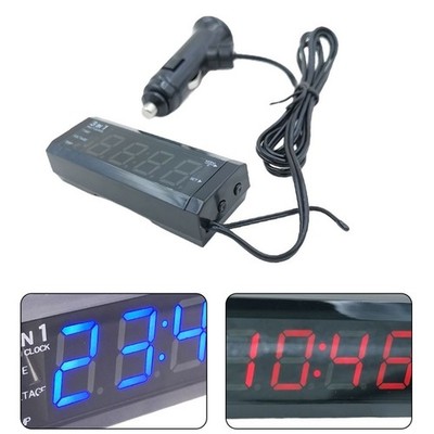 KFZ 3 in 1 Elektronische Uhr Voltmeter Thermometer Timer f��r 12 Volt Autos