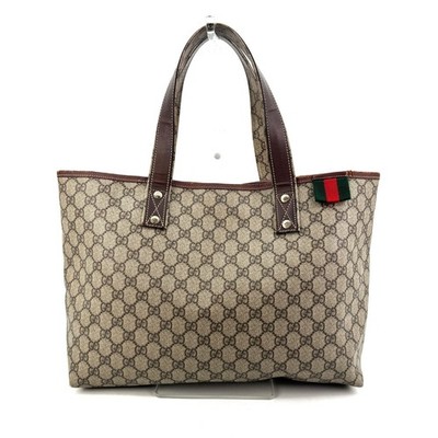 Gucci GG Supreme Tote bag PVC Leather Sherry line Shoulder Authentic
