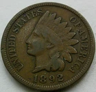 US 1892 Indian Head Cent  **