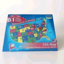 Melissa  Doug USA Map Floor Puzzle 51 Pieces 2 3 ft New Sealed Learning Toy