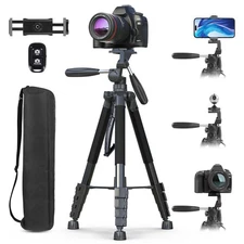 UBeesize 74" Camera Tripod with Phone Holder and Remote, Heavy Duty Tripod St...