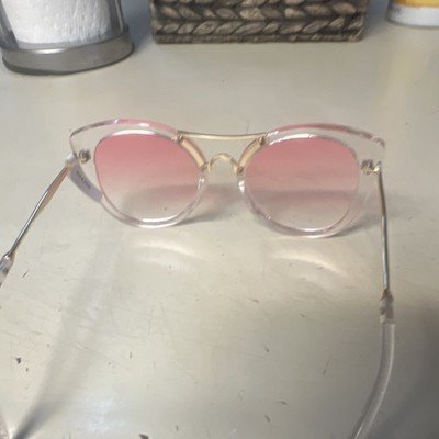 Quay Australia Cat Eye Sunglasses Clear Frame Pink Gradient  display picture 1