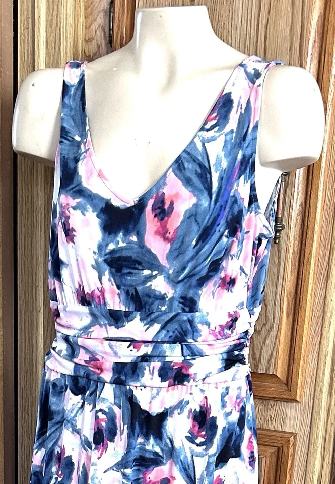 J London Times Maxi Dress blue jersey Sun Dress Knit Romantic Whimsical Event 10 - Image 3 of 4