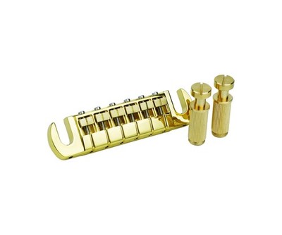Guyker Guitar Wraparound Bridge Adjustable Stoptail with Brass Saddles & Gold
