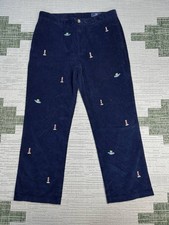 Vineyard Vines Corduroy Club Pants Mens 36 Blue Lighthouse Nautical Logo Cotton
