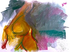 French Cubism Boudoir Pastel Painting Original Signed Woman Picasso 9x12 Paper