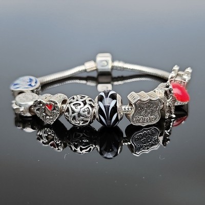 925 Sterling Silver Charm Bracelet Wheeling WV Souvenir 9 Charms Route 40