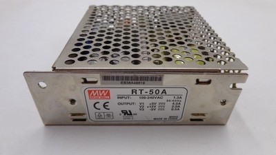 MEAN WELL RT-50A / RT50A POWER SUPPLY, DC Outputs (+5V/4A, +12V/2A, and -5V/0.5A