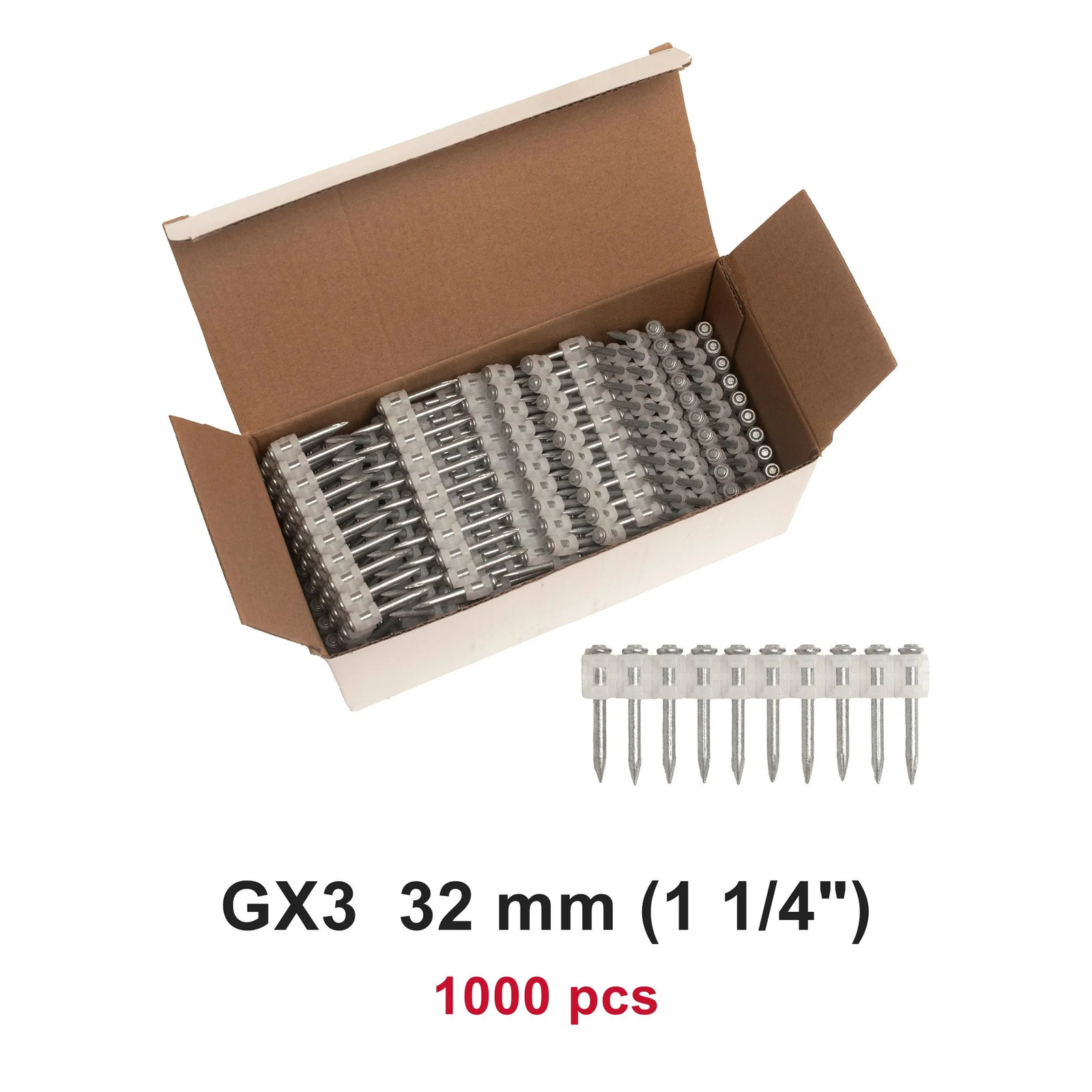 1000x Collated Concrete Nails 32mm 1-1/4" Hilti GX3 GX120 GX100 X-GN Nailer