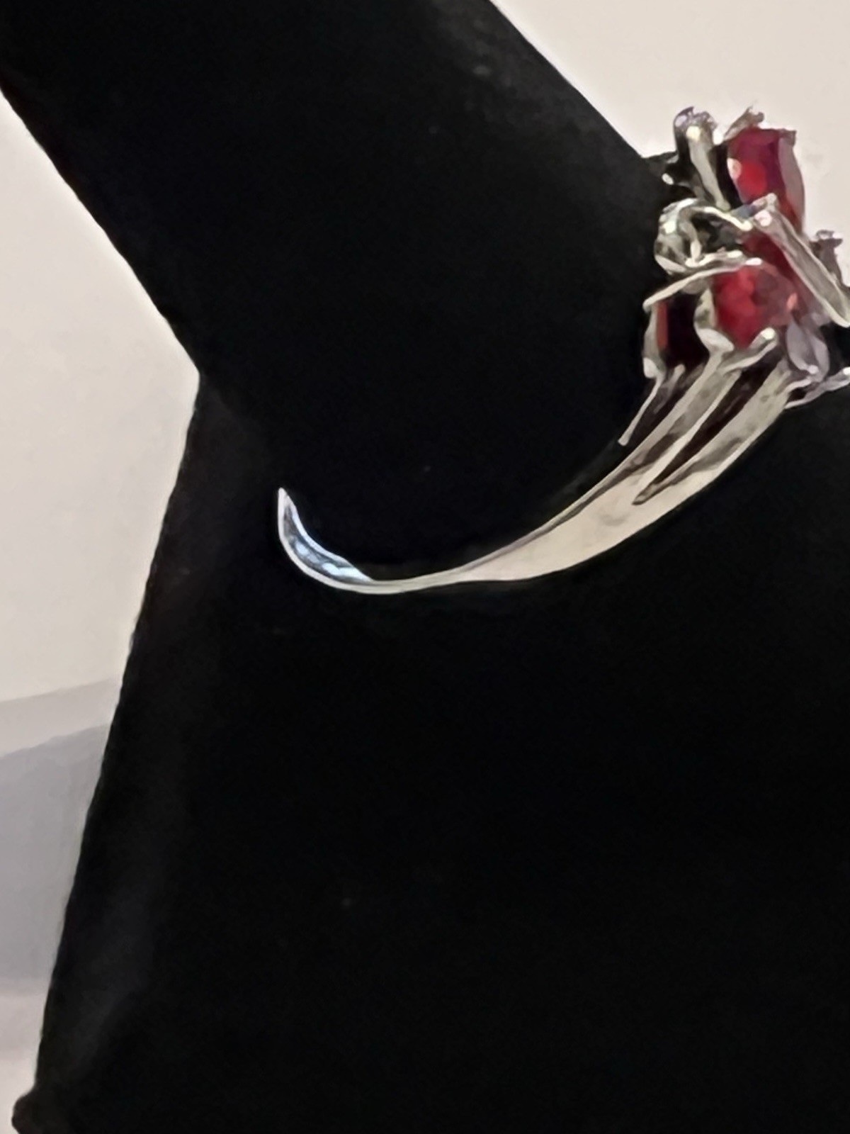 Simulated Ruby & Amethyst Butterfly Ring 925 Silv… - image 3