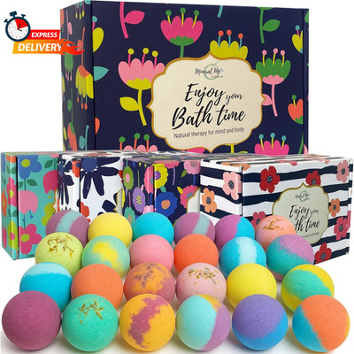Bath Bombs for Women Gift Set - 24 Natural and Organic Bath Bombs with Essential