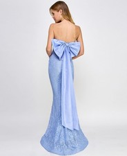 City Studios Juniors' Strapless Glitter-Lace Back-Bow Ball Gown 4906 Size 9/10