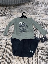 NWT Under Armour Baby Boys Green Shirt Sweatpants Set Sz 18 Months