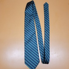 Brooks Brothers Silk Tie Green Navy Striped Hand Sewn Made in USA