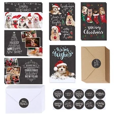 120 Sets Christmas Cards Holiday Cards with Envelopes Stickers Assortment Bul...