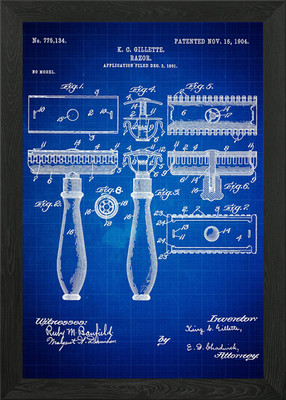 Gillette Rasierer gerahmtes Wandbild Poster Leinwanddruck Bild