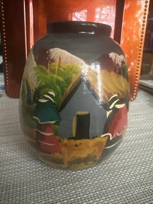 Puruvian Hand Painted Ceramic Vase