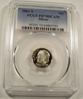 2001-S 10c SILVER PCGS PR70DCAM ROOSEVELT DIME PROOF DEEP CAMEO PR 70 DC