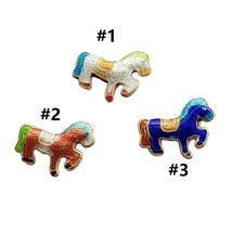 Pair of Elegant 22x17mm Cloisonn Horse Beads