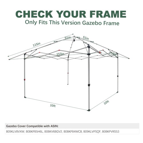JANCANOPY Dessus de remplacement auvent pour gazebo pop up Crown 13x13 - Photo 5/7