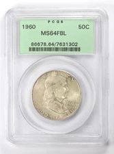 1960 Franklin Half Dollar 50C PCGS MS64 FBL OGH Old Green Holder MS64FBL
