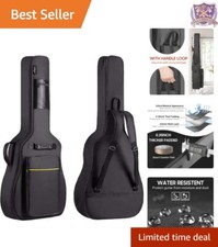 Water-Resistant 41-Inch Acoustic Gig Bag with Organizing Pouches Metal Zipper