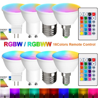 E14 E27 GU10 MR16 LED RGB Birne Dimmbar Farbwechsel Glühbirne mit Fernbedienung