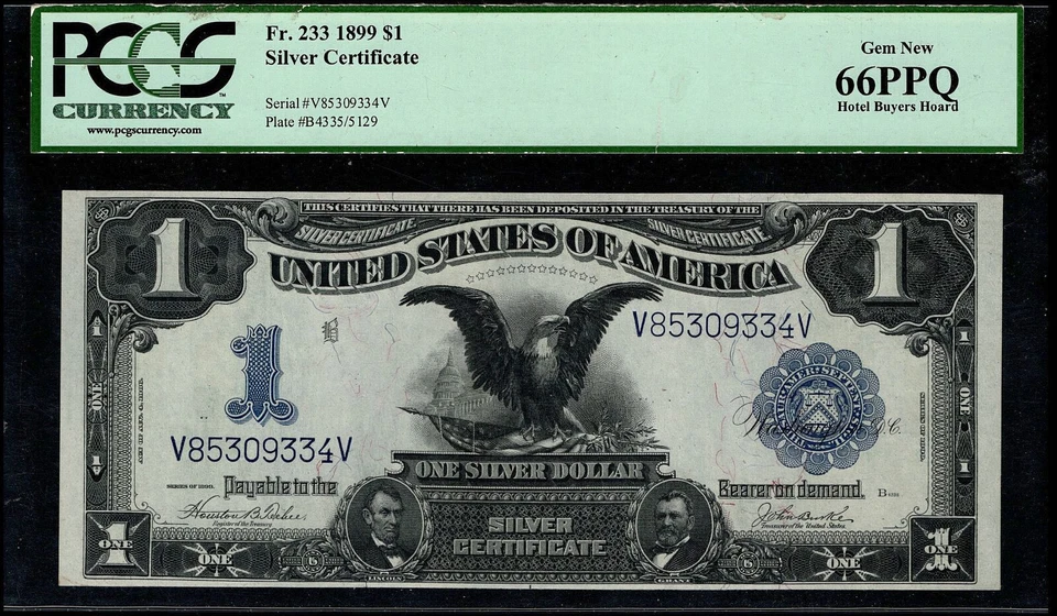 1899 $1 Silver Certificate Fr.233 Black Eagle PCGS 66PPQ Gem New (ABEJ) - Image 2 of 3