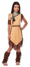 Native American Princess Indian Girl Brown Fancy Dress Halloween Child Costume