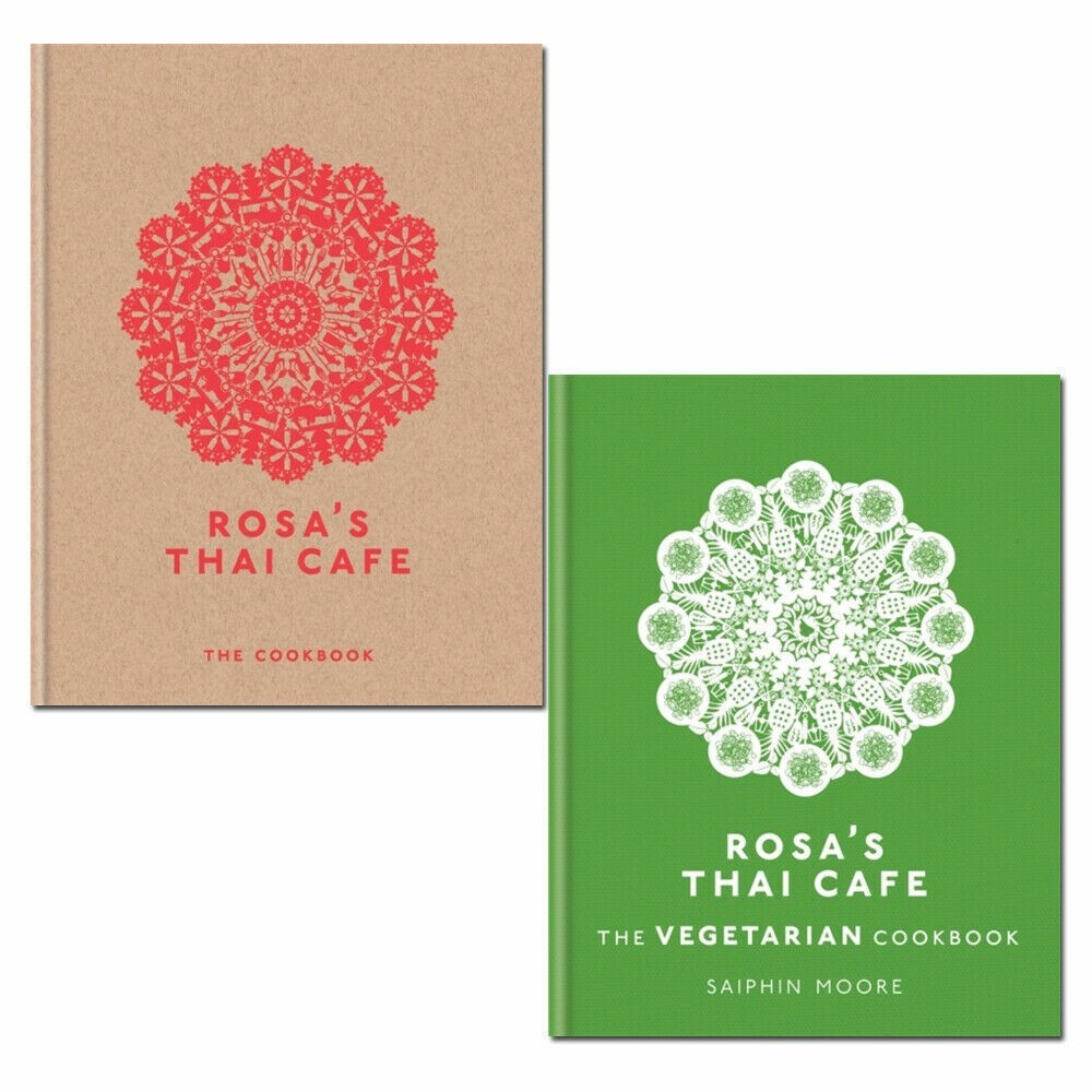 Saiphin Moore Rosa's Thai Cafe Cookbook 2 Books Collection Set Vegetarian NEW