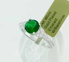 LAB  1.60 Cts EMERALD & WHITE SAPPHIRE RING 14K WHITE GOLD PLATED - New with Tag — photo 2