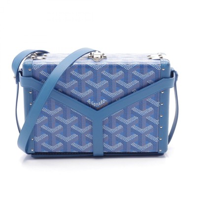 GOYARD Munaudiere Trunk Schultertasche PVC beschichtetes Canvas Leder blau ge...