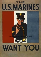 US Marines Recruitment Poster PHOTO WWII USMC Marine Corps Recruiter