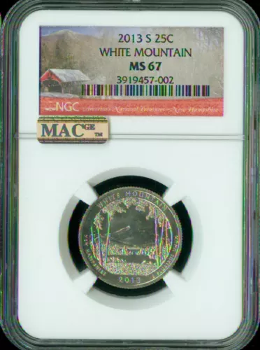 2013 S WHITE MOUNTAIN QUARTER NGC MS67 PQ 2ND FINEST REGISTRY MAC SPOTLESS *