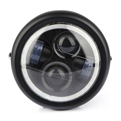 Universal LED 6.5" Black Motorcycle Headlight Hi/Lo Beam Lamp For Cafe Racer 12V - Picture 2 of 10