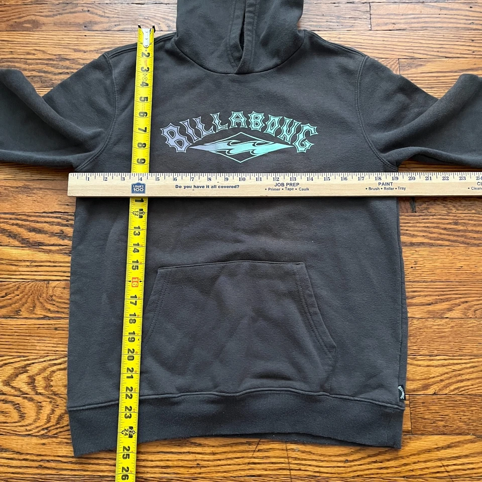 Billabong Hoodie Woman's Large Faded Black Logo Spell Out Skate Grunge Boxy Y2K - Image 4 of 4