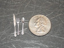 Dollhouse Miniature Silverware Set Fork Spoon  Knife 1:12 one inch scale Z030