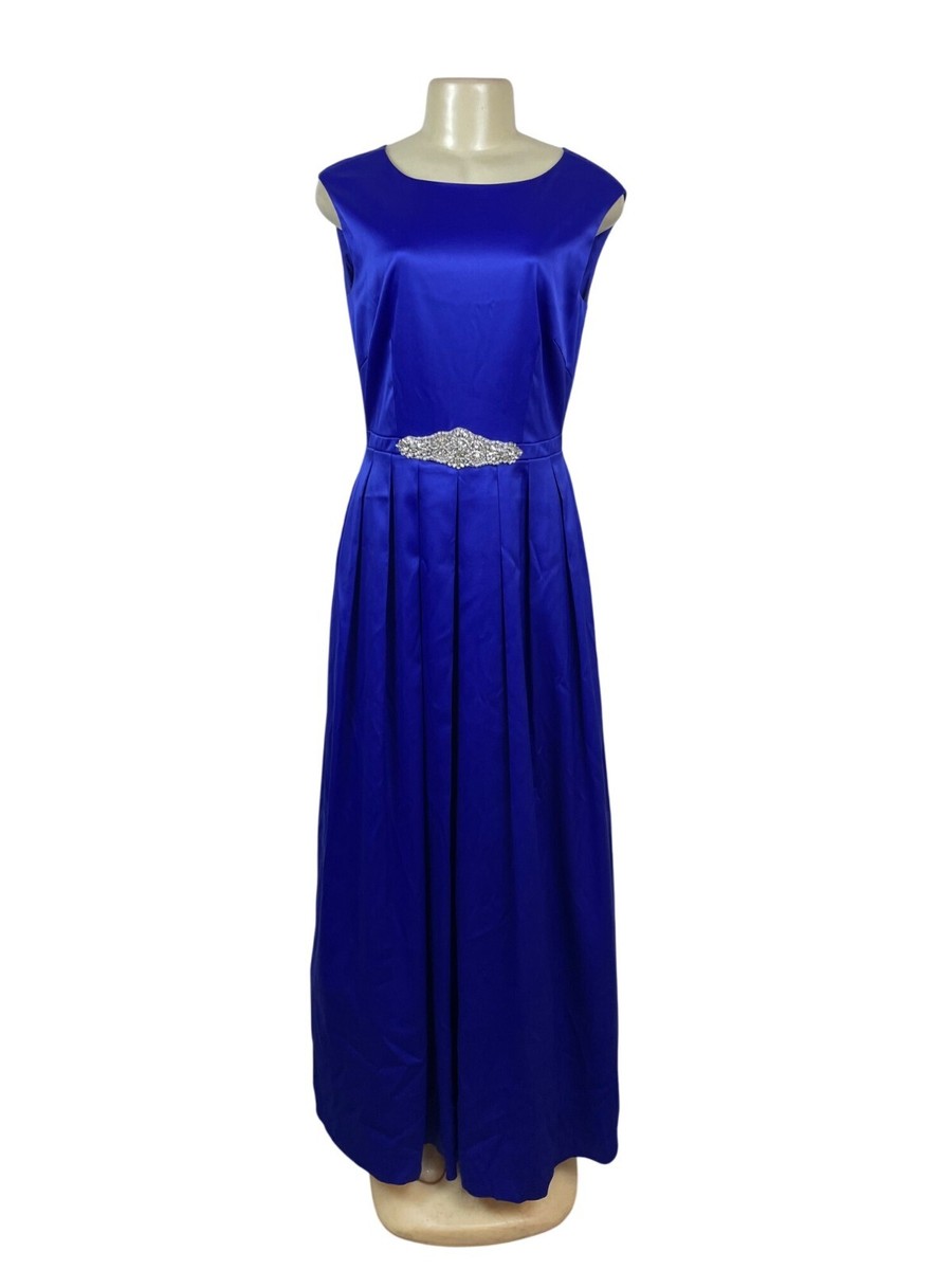 Tahari Vintage-Style Royal Blue Sleeveless Evening Gown Embellished Waist  Size 6