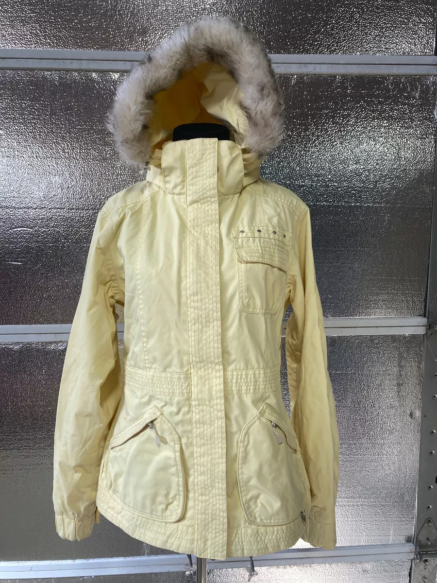 Nils Ski Jacket - Womens Medium - Yellow - Fur Edged Hood - Winter Coat -  Cute