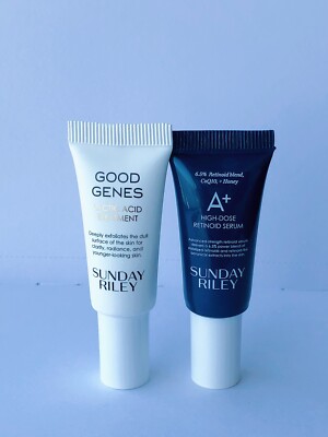 Sunday Riley Good Genes Lactic Acid Treatment & A+ Retinoid Serum Sample 5mL ea.