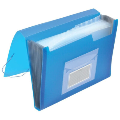 Q Connect Fächermappe Sammelmappe blau A4 13 Taschen Gummizug Dokumenten Mappe