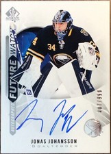 2020-21 SP Authentic Jonas Johansson Future Watch Auto Buffalo Sabres /999