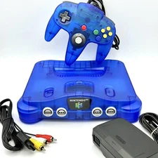 NEW Nintendo 64 N64 Limited Clear Ocean Blue Custom Console Bundle Set Funtastic