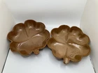 Frankoma Pottery Brown 223 4 Leaf Clover Ashtray Candy Trinket Dish Lot Of Two