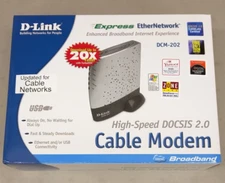 D-Link DCM-202 Cable Modem EUC Ethernet USB Stand CD-ROM